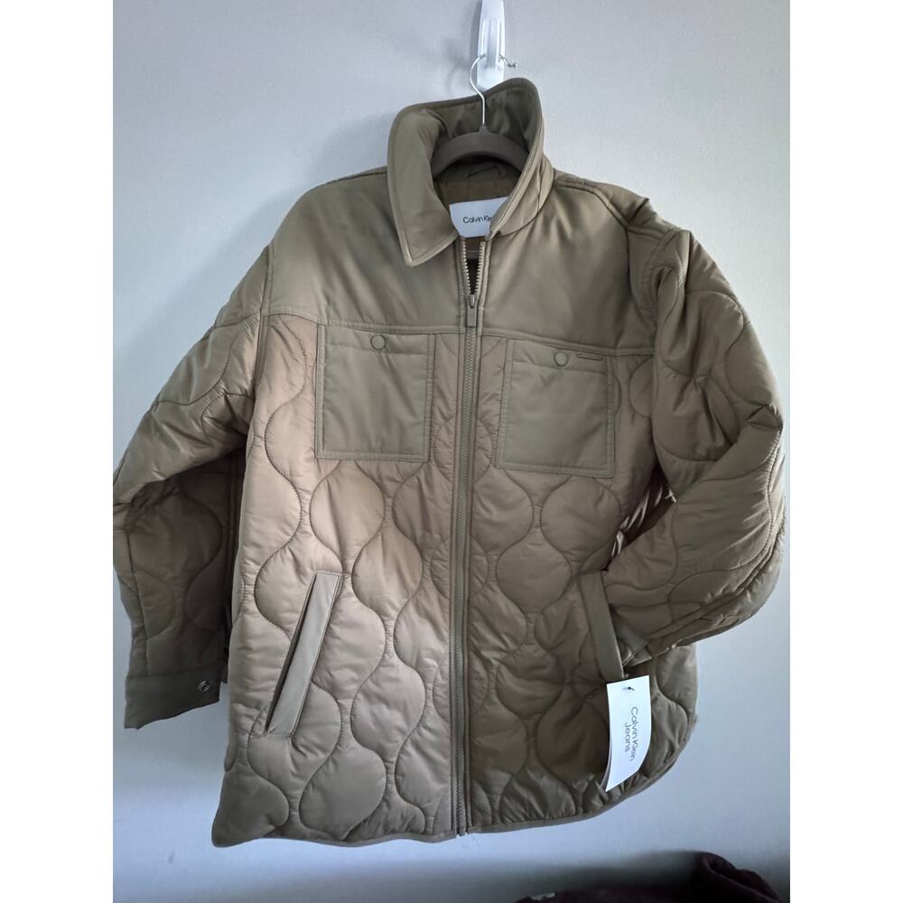 NWT Calvin Klein Quilted Jacket Women’s Medium Taupe Lightweight Coat CJSJ6560